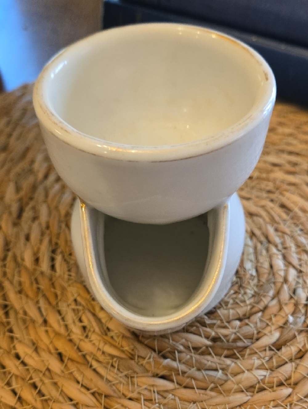 Antique Victorian Shaving Scuttle Ceramic Cup Mug White with Gold Trim - Picture 2 of 4